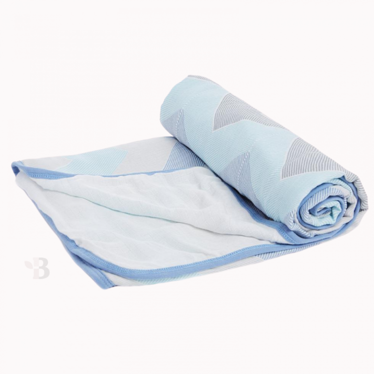 Bamboo Muslin Stroller Blanket Ziggy Blue Bamboo Baby & Kids