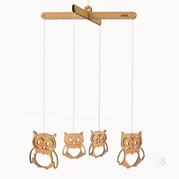 Bamboo Nursery Mobile - Owls