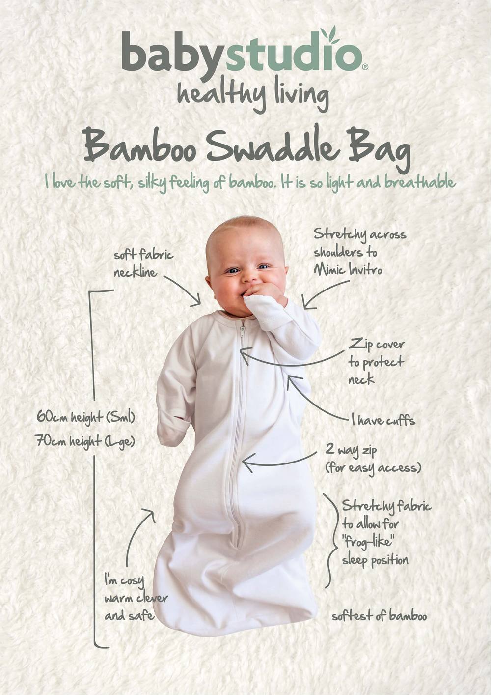 Bamboo Swaddle Bag - Bright White