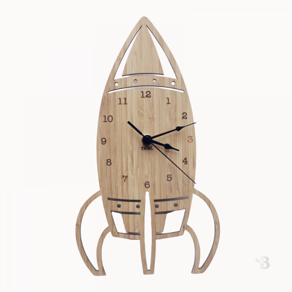 Bamboo Wall Clock - Rocket